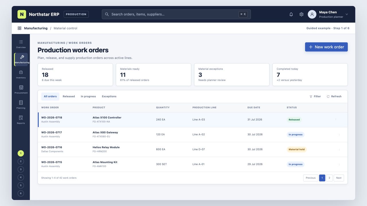 1. Find the released work order