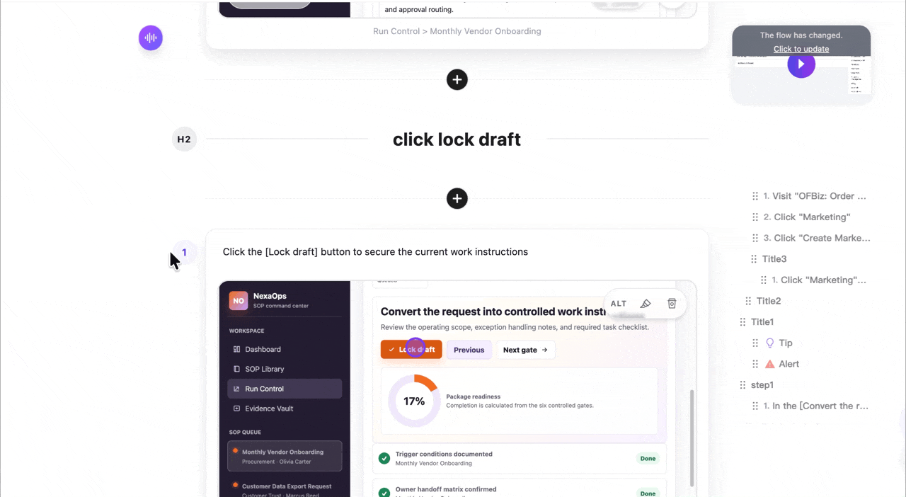 Flow editor drag reorder demo