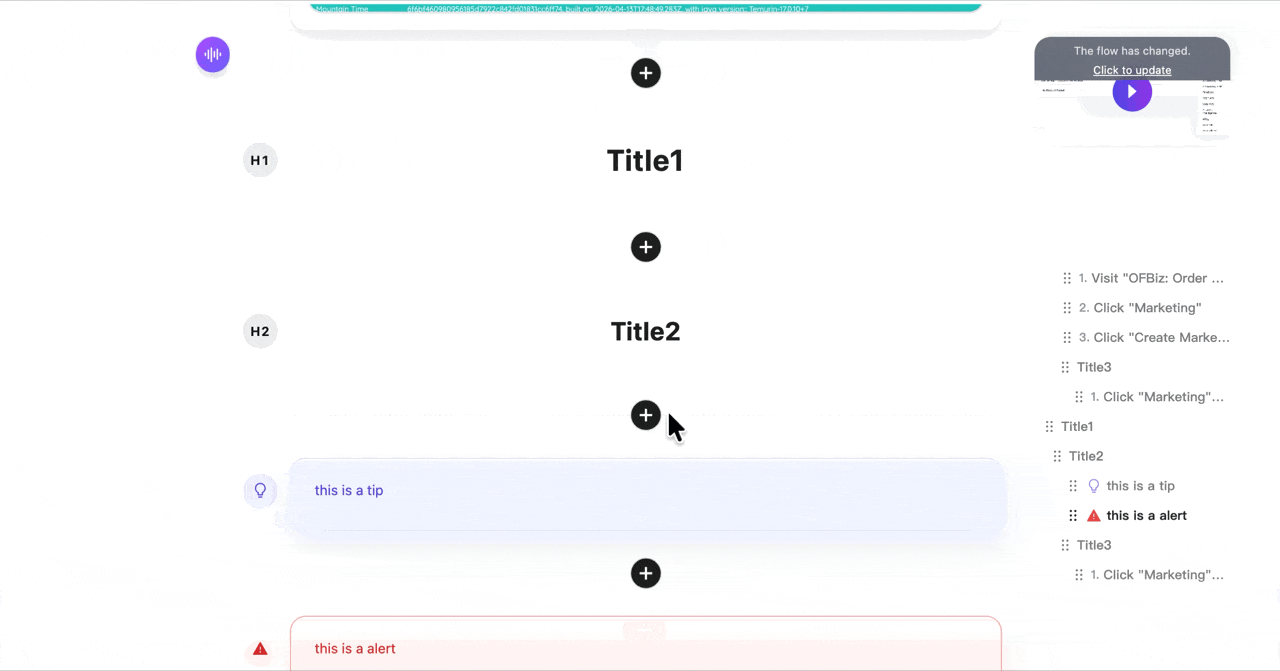 Flow editor add heading demo