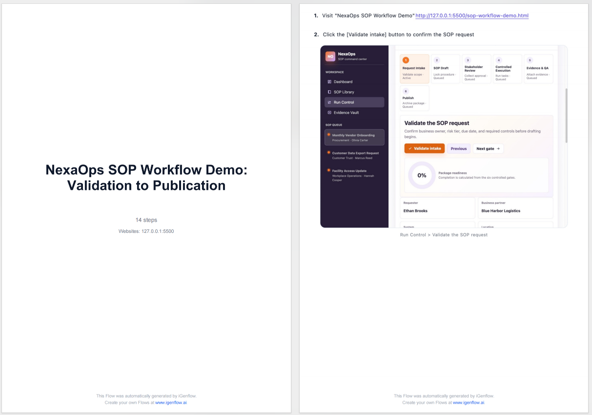 PDF guide export example
