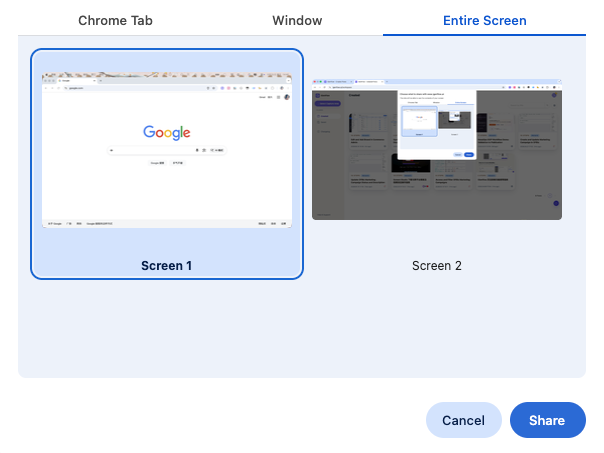 Select the screen or window to record